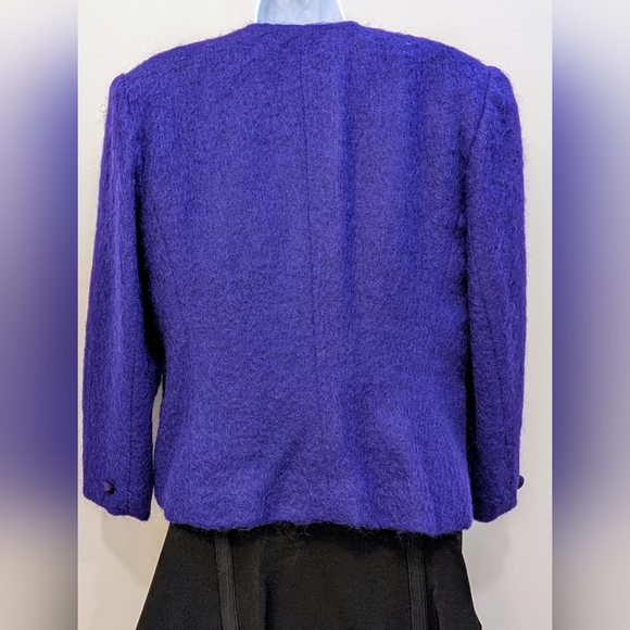 DIOR Christian Dior Vintage 90s Purple Mohair Designer Jacket Size 12 - Picture 6 of 13